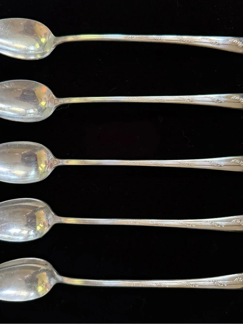 Set of Five Fairfield Silver Plate Ice Tea Spoons from Wm. Rogers Mfg